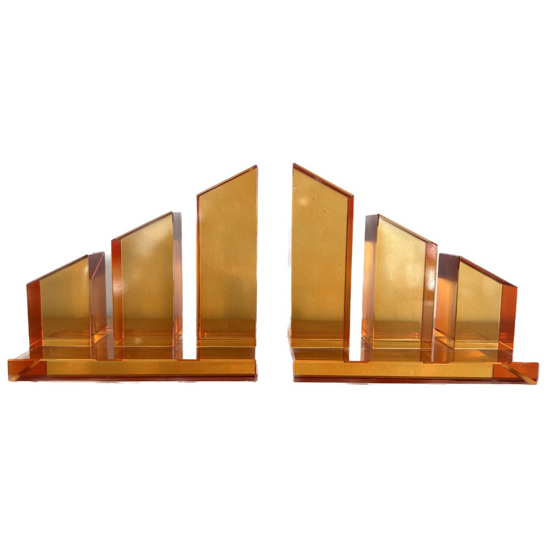 Amber Glass Tower Bookends - HER Home Design Boutique